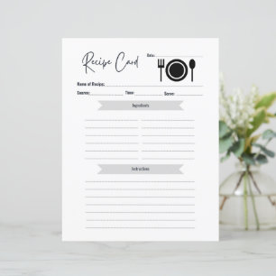 Carte de recette Écriture vide dans la carte Élé