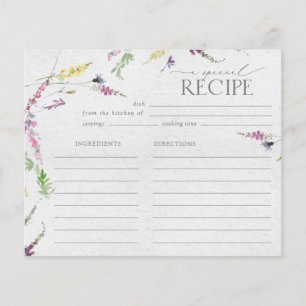 Carte de recette élégante Fleur sauvage Aquarelle 