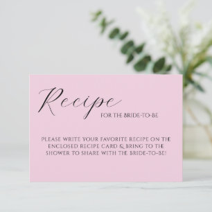 Carte de recette élégante pastel rose