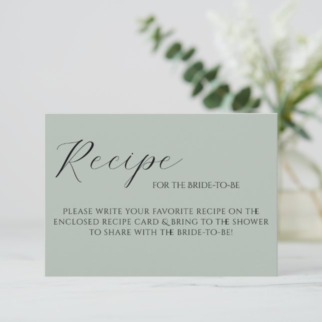Carte de recette élégante vert sauge (Debout devant)