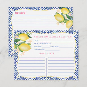 Carte de recette en bleu royal aux citrons de Posi
