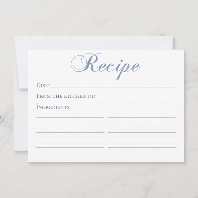 Carte de recette en écriture bleue poussiéreuse (Devant)