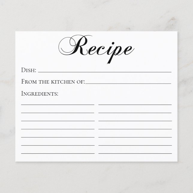 Carte de recette en écriture élégante (Devant)