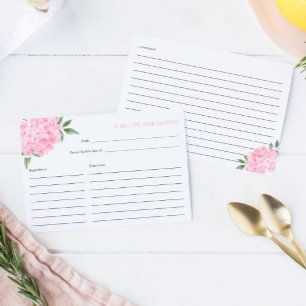 Carte de recette en fleurs d'Hydrangea rose