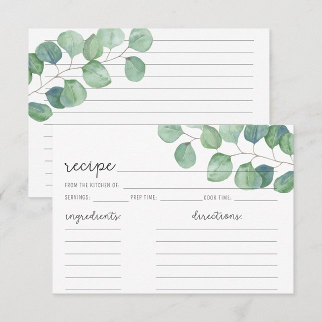 Carte de recette Eucalyptus (Devant / Derrière)