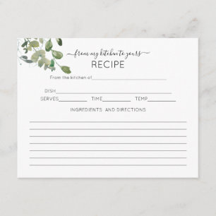 Carte de recette Eucalyptus Aquarelle