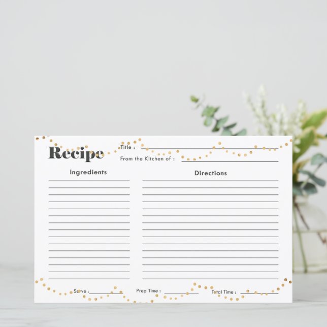 Carte de recette Faux Gold Fairy Lights (Debout devant)