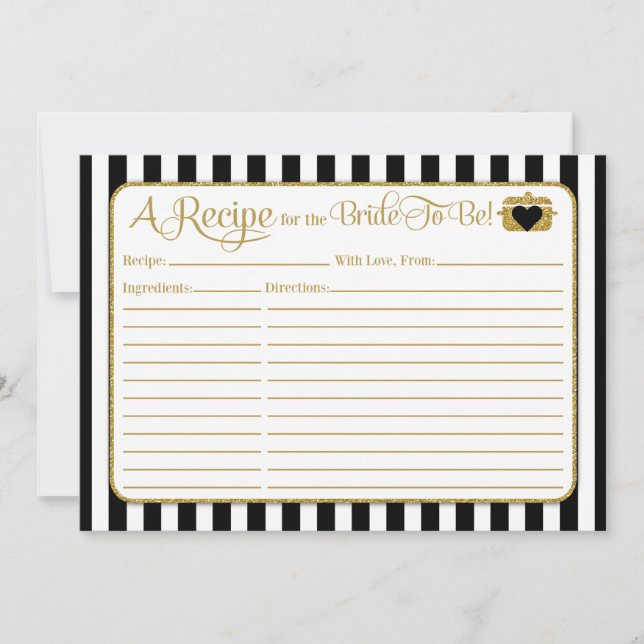 Carte de recette Fête des mariées Black Gold Strip (Devant)