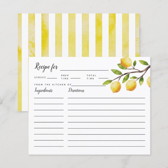 Carte de recette Fête des mariées citron-arbre (Devant / Derrière)