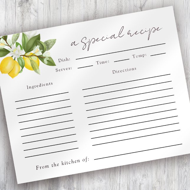 Carte de recette Fête des mariées Citrons d'aquare (Créateur téléchargé)