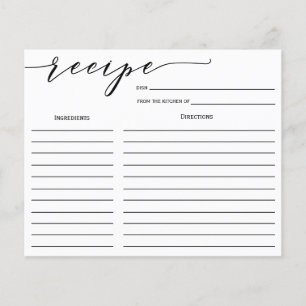 Carte de recette Fête des mariées de calligraphie