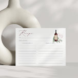 Carte de recette Fête des mariées de vin rouge à l<br><div class="desc">La carte de recettes botaniques d'aquarelle Bourgogne et verte correspond à notre dégustation de vin Cheers to Love ou à nos invitations à la douche nuptiale à thème du vignoble.</div>