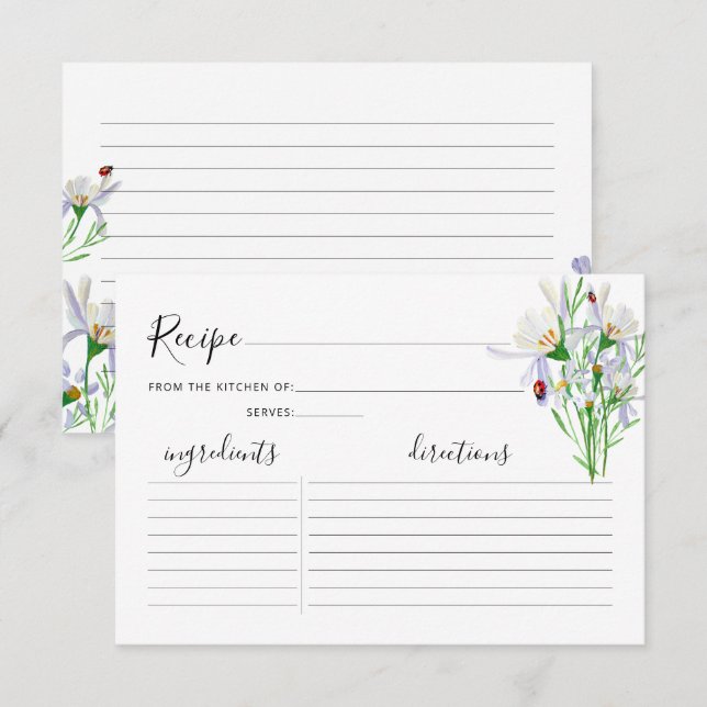 Carte de recette Fête des mariées fleur sauvage (Devant / Derrière)