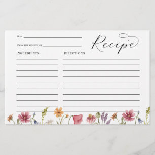 Carte de recette Fête des mariées fleur sauvage