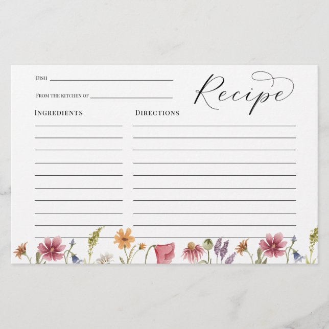 Carte de recette Fête des mariées fleur sauvage (Devant)