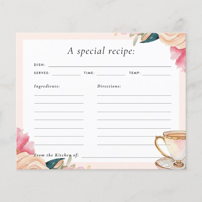 Carte de recette Fête des mariées Floral Elegant T (Devant)