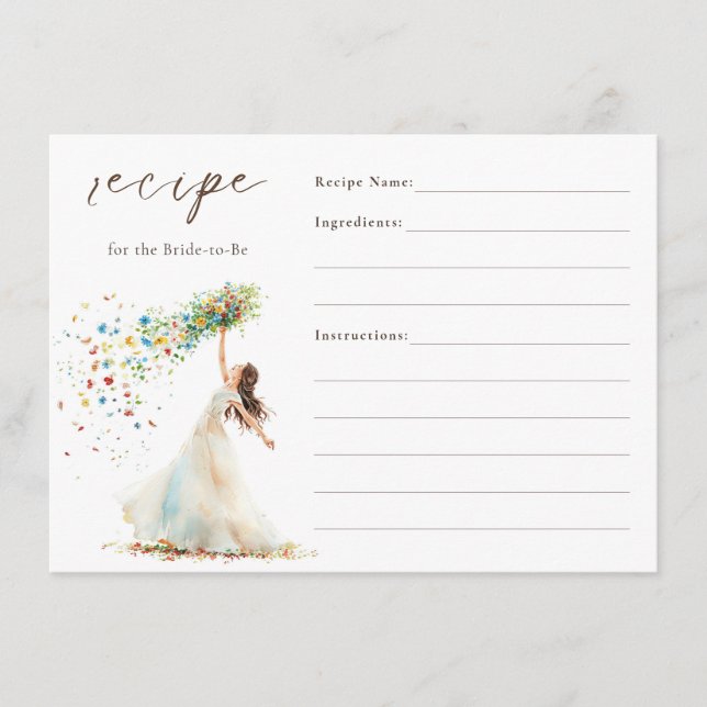 Carte de recette Fête des mariées florale Aquarell (Devant)