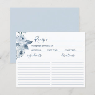 Carte de recette Fête des mariées florale bleu Dus