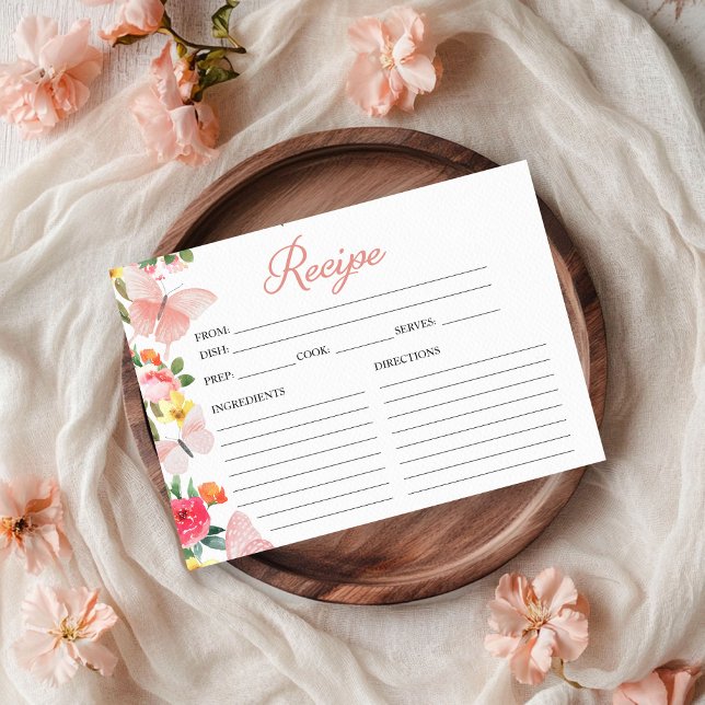 Carte de recette Fête des mariées florale Papillon (Créateur téléchargé)