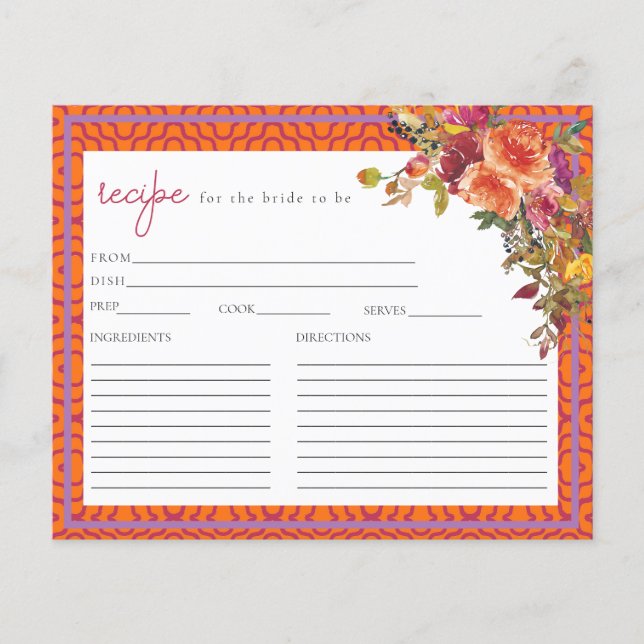 Carte de recette Fête des mariées Fuchsia Aquarell (Devant)