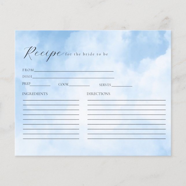 Carte de recette Fête des mariées nuages (Devant)