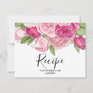 Carte de recette Fête des mariées Roses Roses Rose