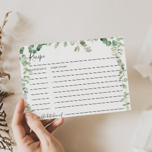 Carte de recette Fête des mariées verte Eucalyptus