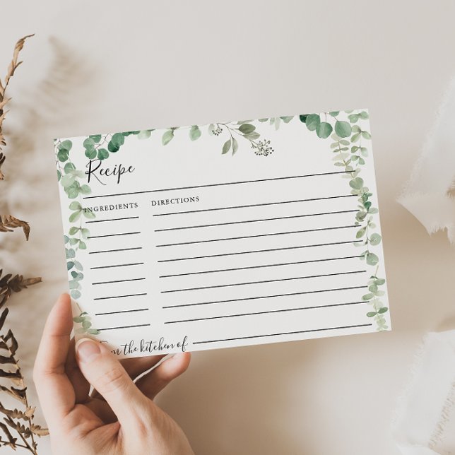 Carte de recette Fête des mariées verte Eucalyptus (Créateur téléchargé)