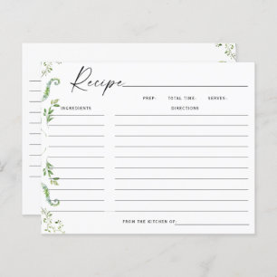 Carte de recette Fête des mariées verte moderne