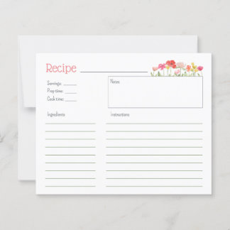 Carte de recette Fleur sauvage aquarelle