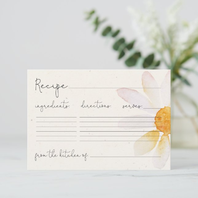Carte de recette fleur sauvage aquarelle (Debout devant)