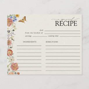 Carte de recette Fleur sauvage Floral Frame Pressé