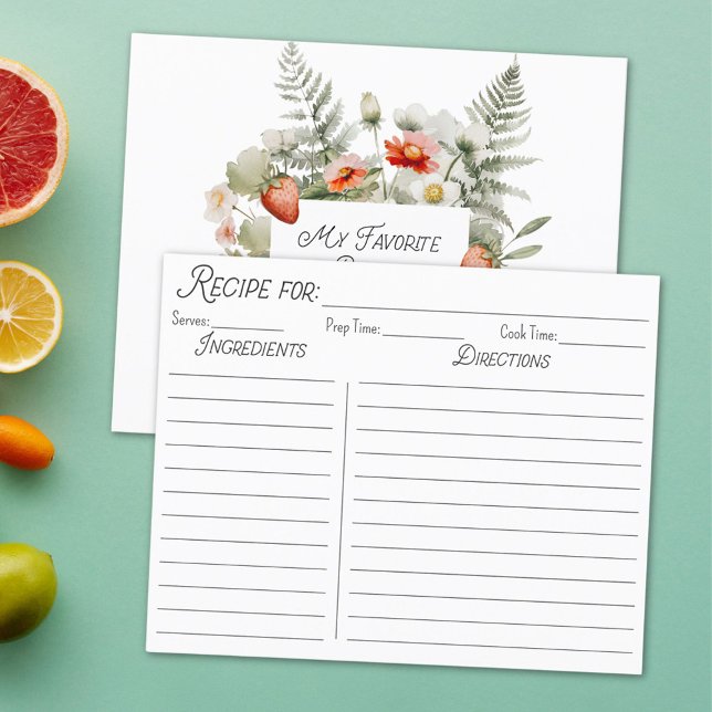 Carte de recette Fleurs Feuilles de Fraisier Rouge (Close up)