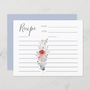 Carte de recette florale bleu rouille Dusty