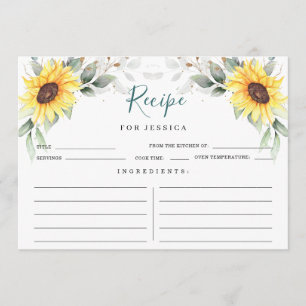 Carte de recette florale de tournesols élégants ve