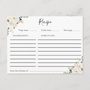 carte de recette florale magnolia aquarelle