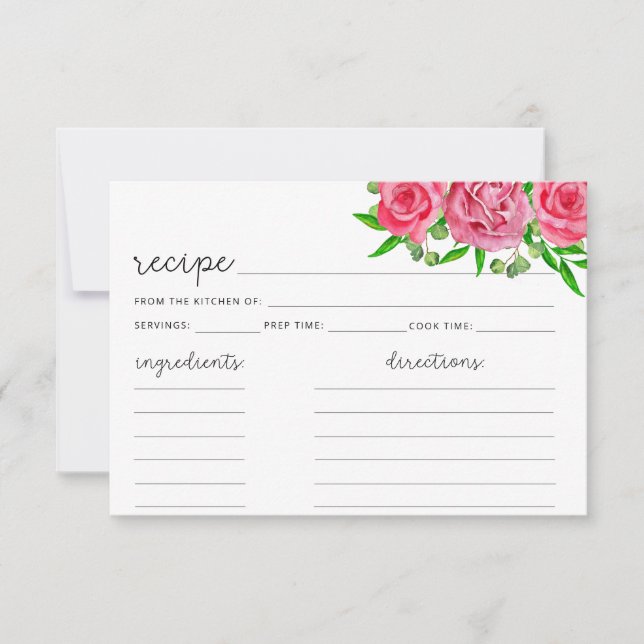 Carte de recette florale rose (Devant)