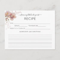 Carte de recette florale rose Aquarelle