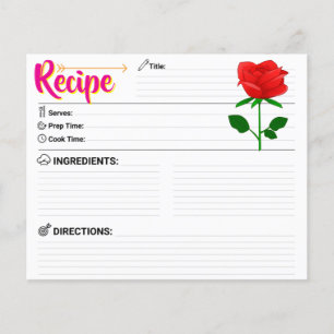Carte de recette florale vierge recto-verso avec j
