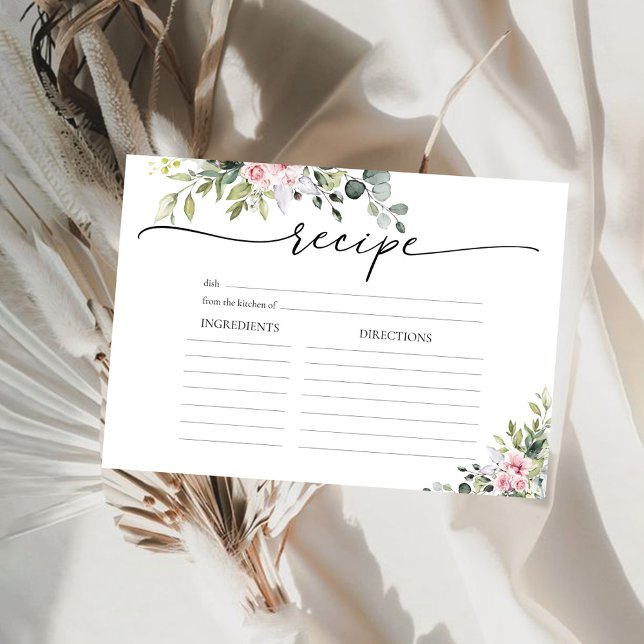 Carte de recette grande en verdure rose tendre (Créateur téléchargé)