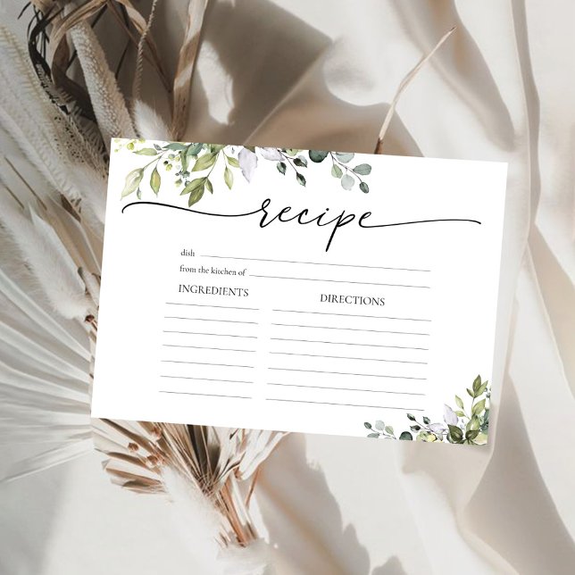 Carte de recette grande florale d'eucalyptus vert (Créateur téléchargé)