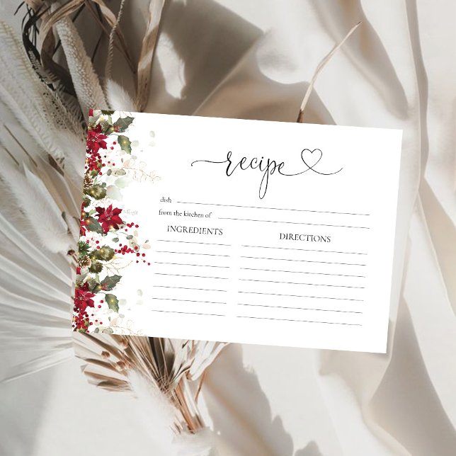 Carte de recette grande Poinsettia rouge de Noël (Créateur téléchargé)