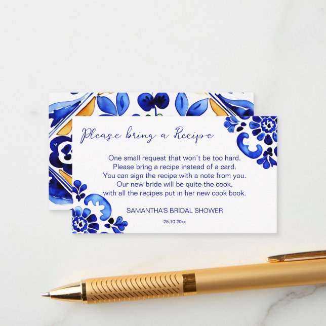 Carte de recette italienne à thème Amalfi Méditerr (Devant/Arrière en situation)