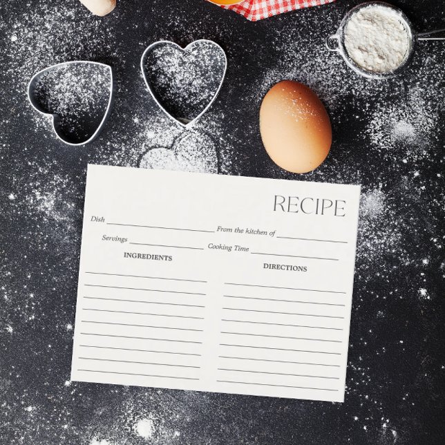Carte de recette ivoire minimaliste (Créateur téléchargé)