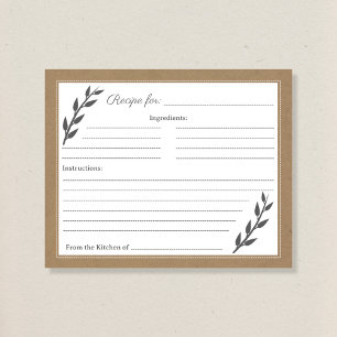 Carte de recette Kraft & Rustic Fête des mariées