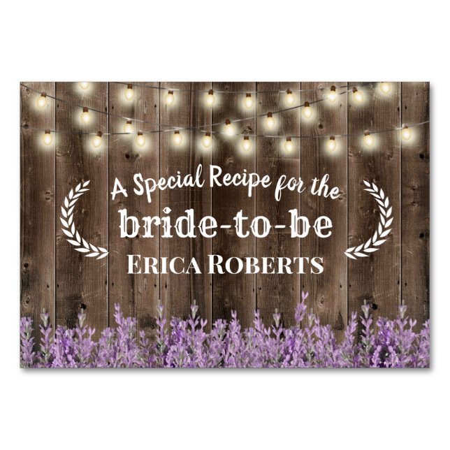Carte de recette | Lavande Floral Bois rustique (Devant)