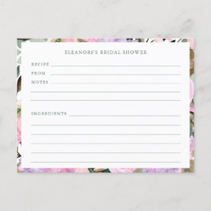 Carte de recette Lavender Rose Floral Aquarelle Do