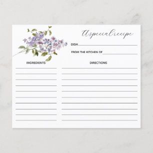 Carte de recette Lilas et Lavande