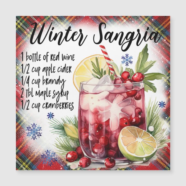 Carte de recette magnétique Sangria d'hiver (Devant)