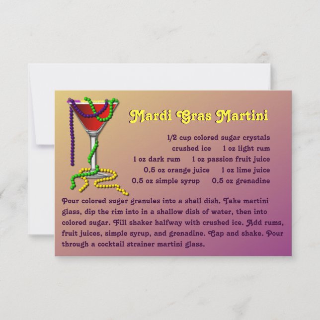 Carte de recette Mardi Gras Martini (Devant)